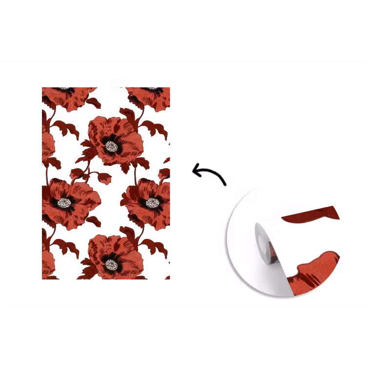 Bloemen - Retro - Rood fotobehang vinyl groot 66 -3d
