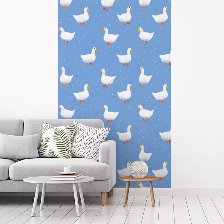 Ganzen - Elegant - Blauw fotobehang vinyl groot 66 -woonkamer