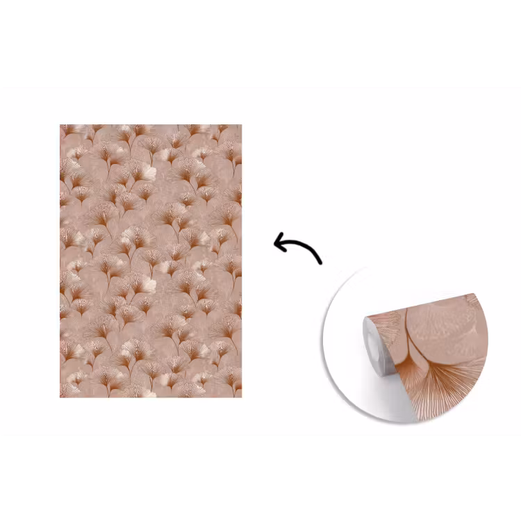 Ginkgo - Patroon - Roze fotobehang vinyl groot 66 -3d