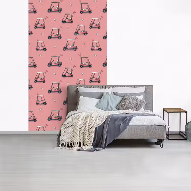 Golfkar - Retro - Roze fotobehang vinyl groot 66 -slaapkamer