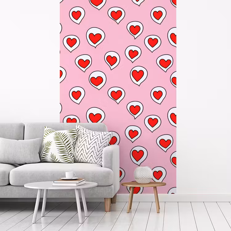 Hartjes - Patroon - Rood fotobehang vinyl groot 66 -woonkamer