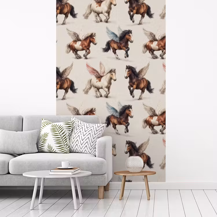 Paarden - Vleugels - Kleurrijk fotobehang vinyl groot 66 -woonkamer