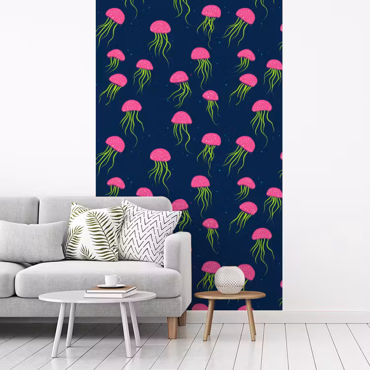Kwallen - Diepzee - Neon fotobehang vinyl groot 66 -woonkamer