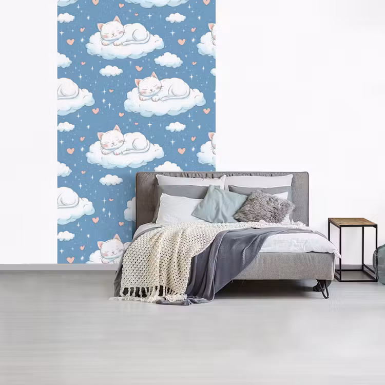 Kitten - Wolken - Blauw fotobehang vinyl groot 66 -slaapkamer