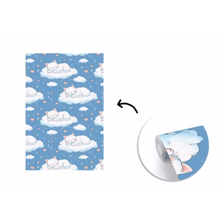 Kitten - Wolken - Blauw fotobehang vinyl groot 66 -3d