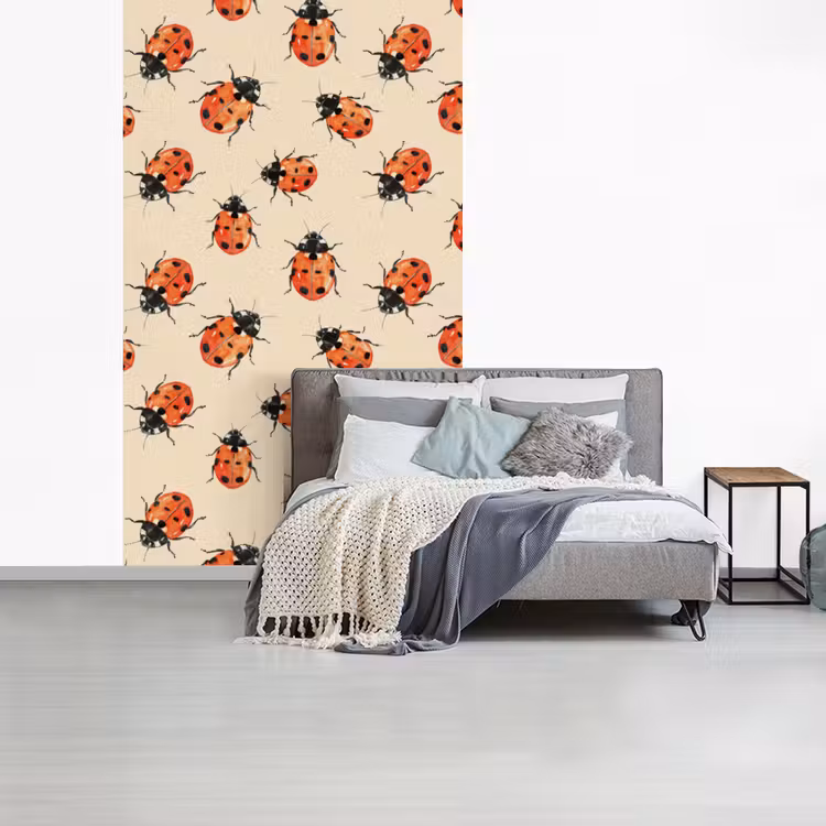 Lieveheersbeestjes - Patroon - Rood fotobehang vinyl groot 66 -slaapkamer