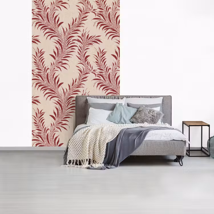 Bladeren - Linnen - Rood fotobehang vinyl groot 66 -slaapkamer