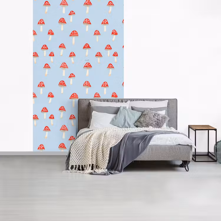 Paddenstoel -Sprookje - Blauw fotobehang vinyl groot 66 -slaapkamer