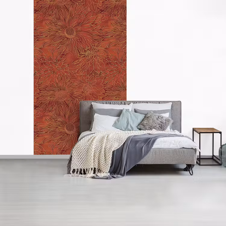 Oosters - Bloemen - Terracotta fotobehang vinyl groot 66 -slaapkamer