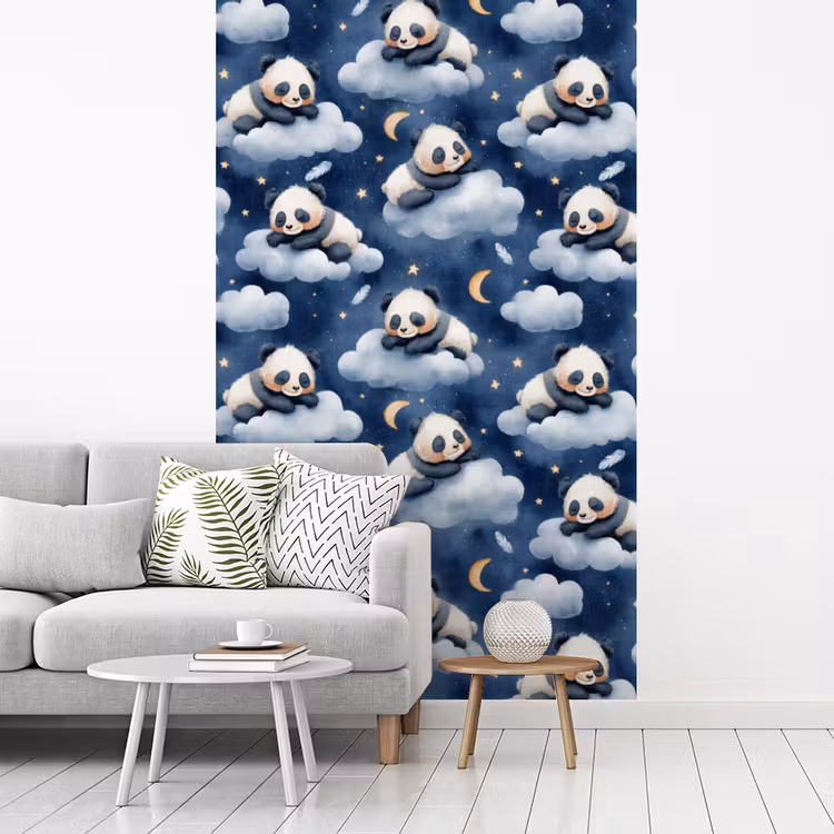 Panda's - Slapen - Blauw fotobehang vinyl groot 66 -woonkamer