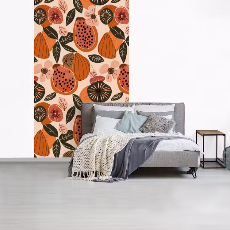 Papaja - Bloesem - Oranje fotobehang vinyl groot 66 -slaapkamer