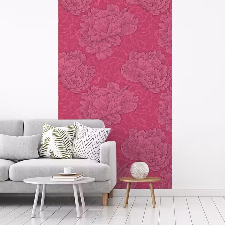 Pioenrozen - Energiek - Roze fotobehang vinyl groot 66 -woonkamer