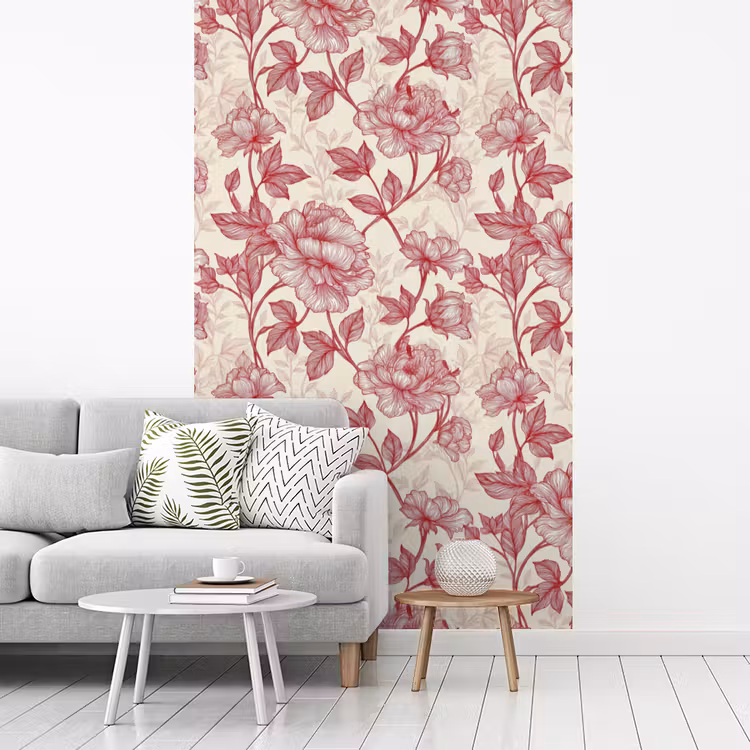 Pioenrozen - Modern - Rood fotobehang vinyl groot 66 -woonkamer