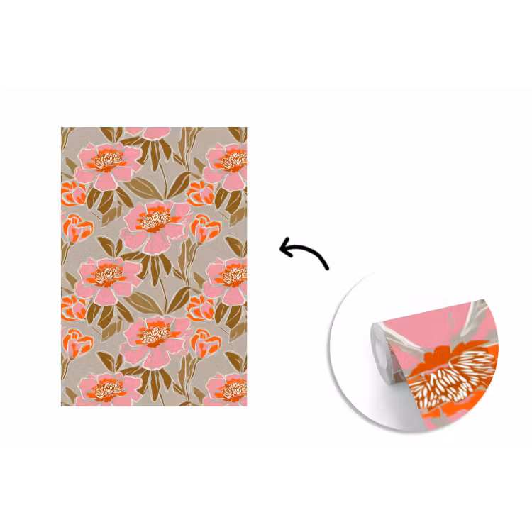 Pioenrozen - Patroon - Roze fotobehang vinyl groot 66 -3d