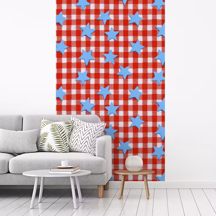 Ruit - Sterren - Rood fotobehang vinyl groot 66 -woonkamer