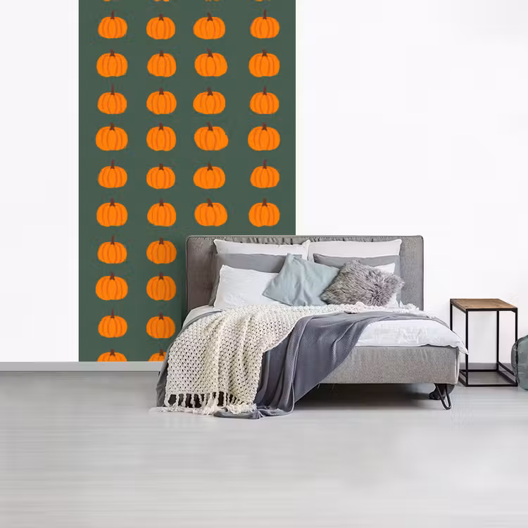Pompoen - Patroon - Oranje fotobehang vinyl groot 66 -slaapkamer