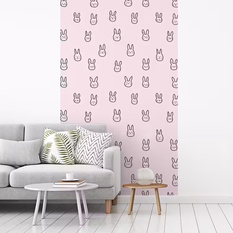 Konijnen - Minimalistisch - Roze fotobehang vinyl groot 66 -woonkamer