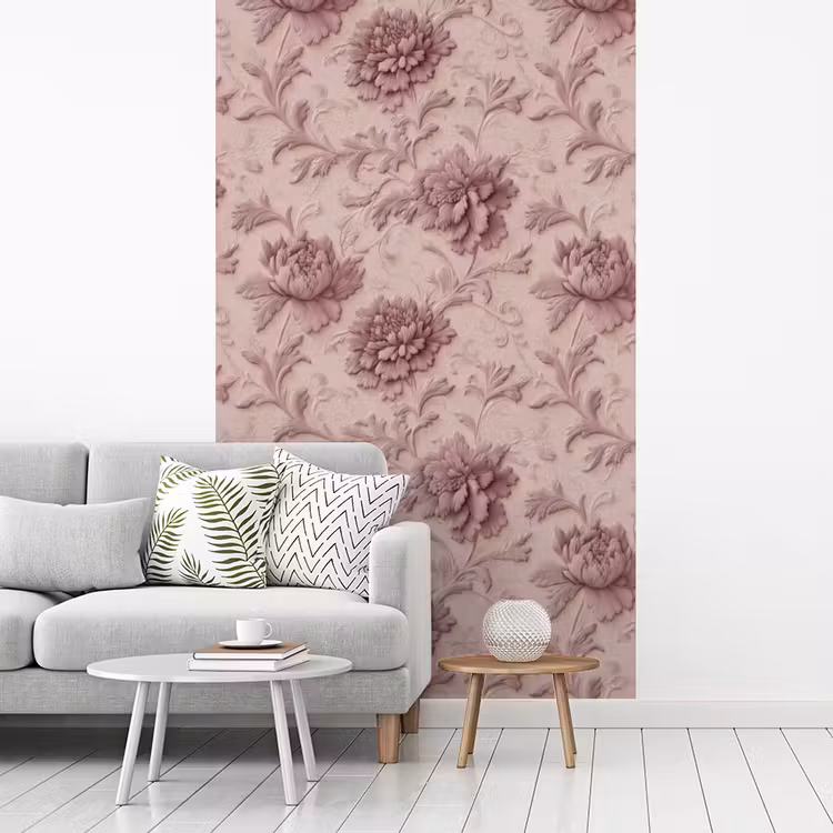 Reliëf - Pioenrozen - Roze fotobehang vinyl groot 66 -woonkamer