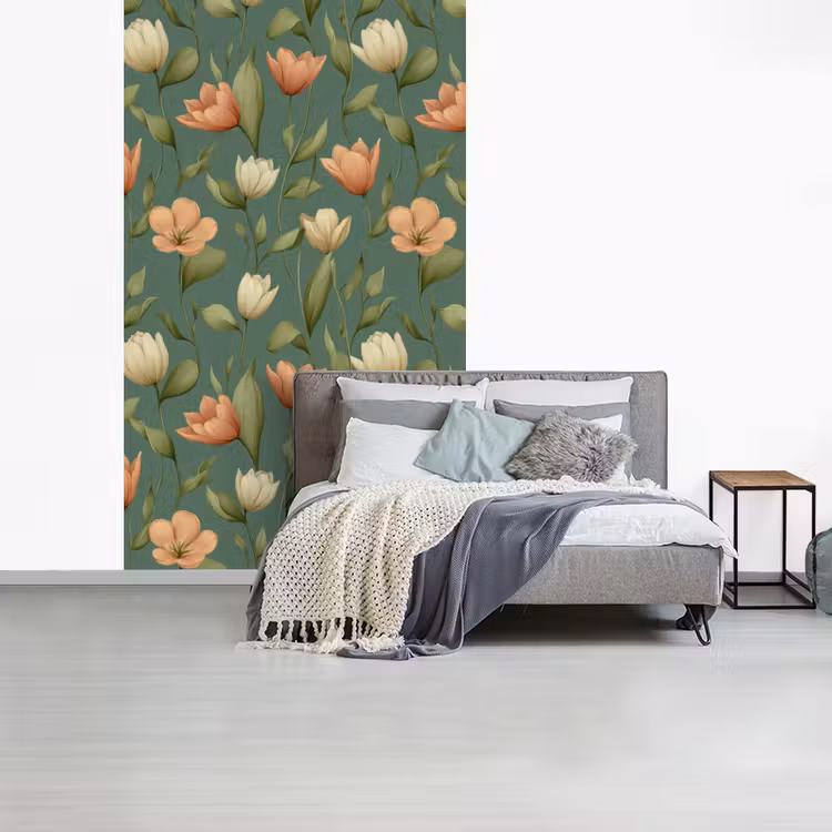 Tulpen - Botanisch - Groen fotobehang vinyl groot 66 -slaapkamer