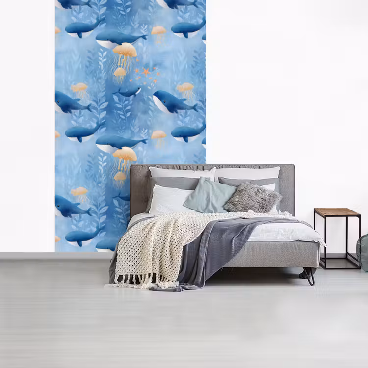 Walvissen - Oceaan - Blauw fotobehang vinyl groot 66 -slaapkamer