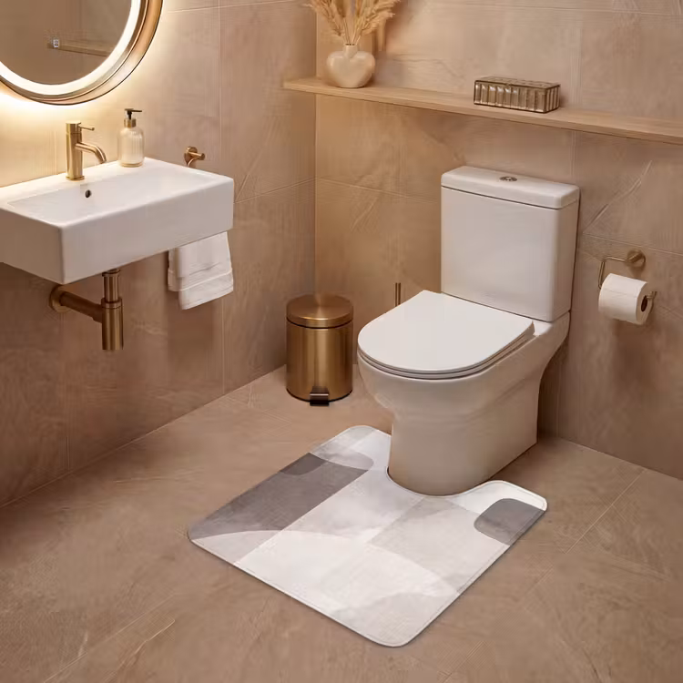 WC Mat - Abstract Shapes - Beige - Abstracte vormen - Beige WCmat U-uitsnede middel