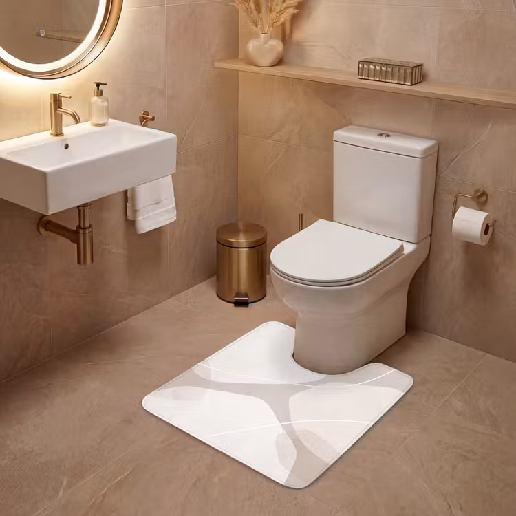 WC Mat - Abstract - Shapes - Beige - Abstract - Vormen - Beige WCmat U-uitsnede middel
