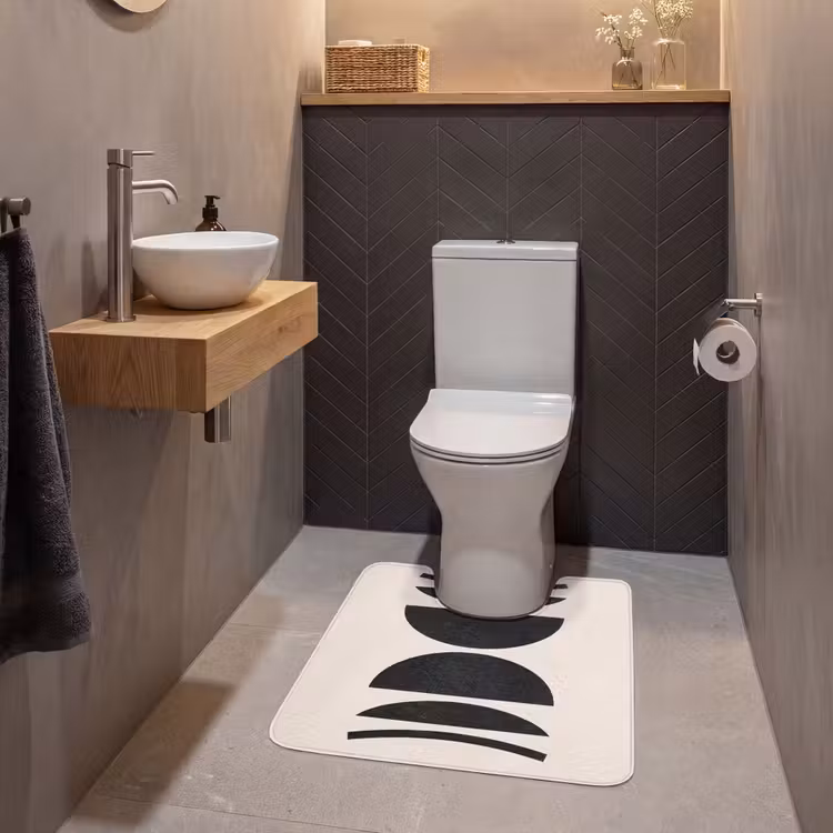 WC Mat - Abstract - Shapes - Black - Abstract - Vormen - Zwart WCmat U-uitsnede middel
