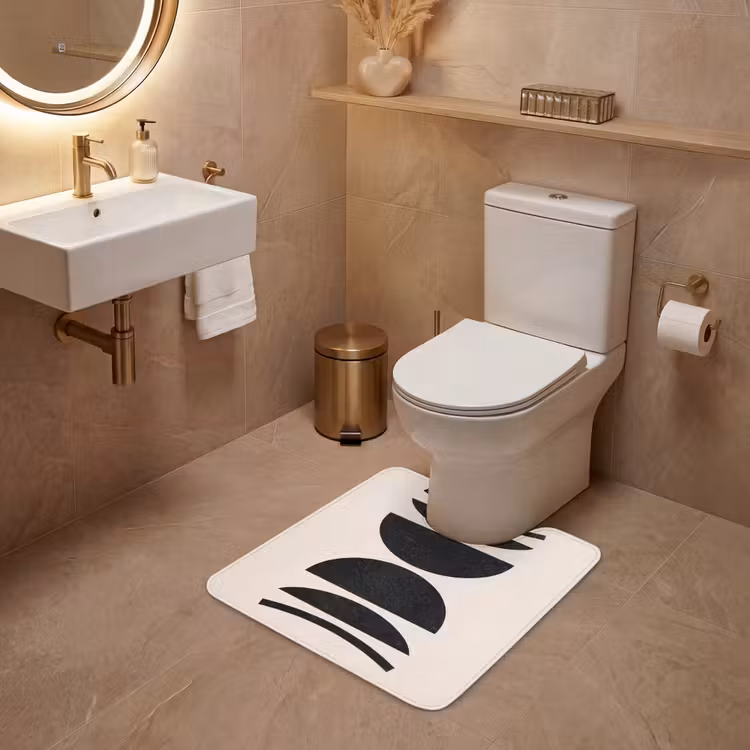 WC Mat - Abstract - Shapes - Black - Abstract - Vormen - Zwart WCmat U-uitsnede middel