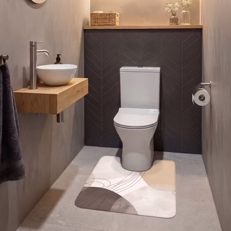 WC Mat - Abstraction - Beige - Modern - Abstractie - Beige - Modern WCmat U-uitsnede middel