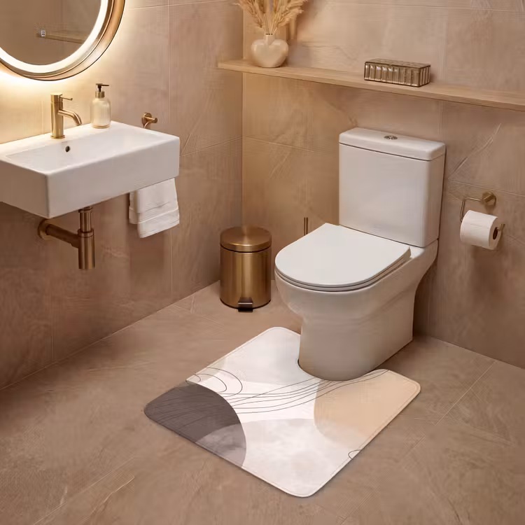 WC Mat - Abstraction - Beige - Modern - Abstractie - Beige - Modern WCmat U-uitsnede middel