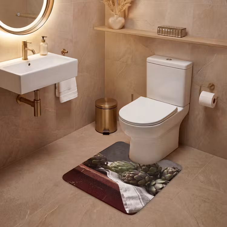 WC Mat - Artichoke - Food - Rustic - Artisjok - Eten - Rustiek WCmat U-uitsnede middel