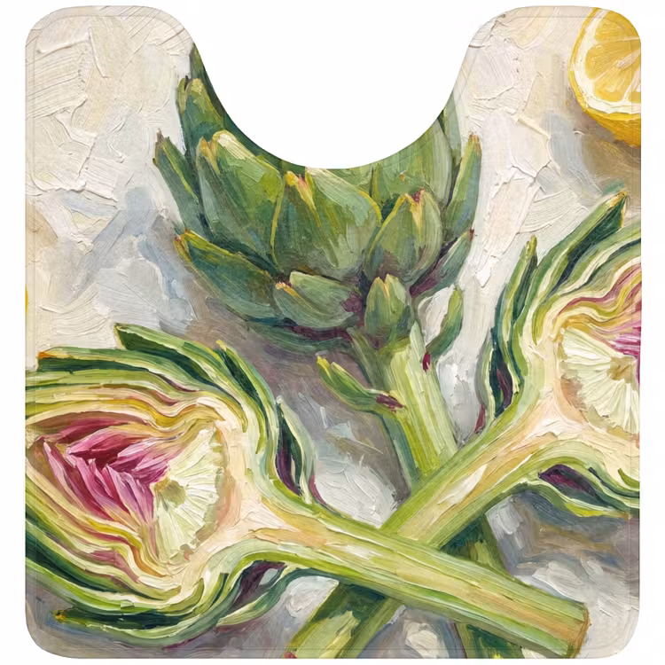 WC Mat - Artichoke - Lemon - Food - Artisjok - Citroen - Eten WCmat U-uitsnede middel