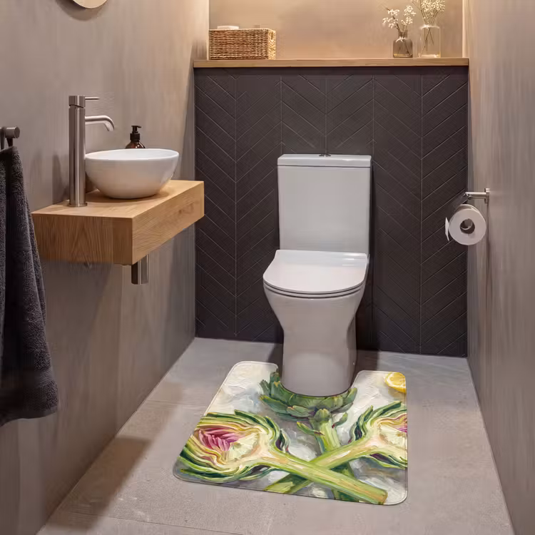 WC Mat - Artichoke - Lemon - Food - Artisjok - Citroen - Eten WCmat U-uitsnede middel