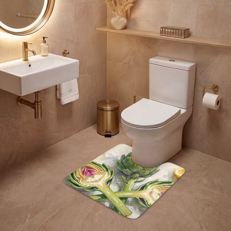 WC Mat - Artichoke - Lemon - Food - Artisjok - Citroen - Eten WCmat U-uitsnede middel