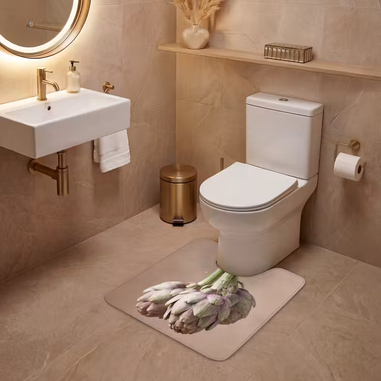 WC Mat - Artichokes - Hanging - Vegetables - Artisjokken - Hangend - Groenten WCmat U-uitsnede middel