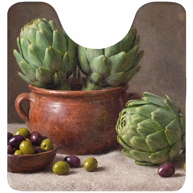WC Mat - Artichokes - Olives - Food - Artisjokken - Olijven - Eten WCmat U-uitsnede middel
