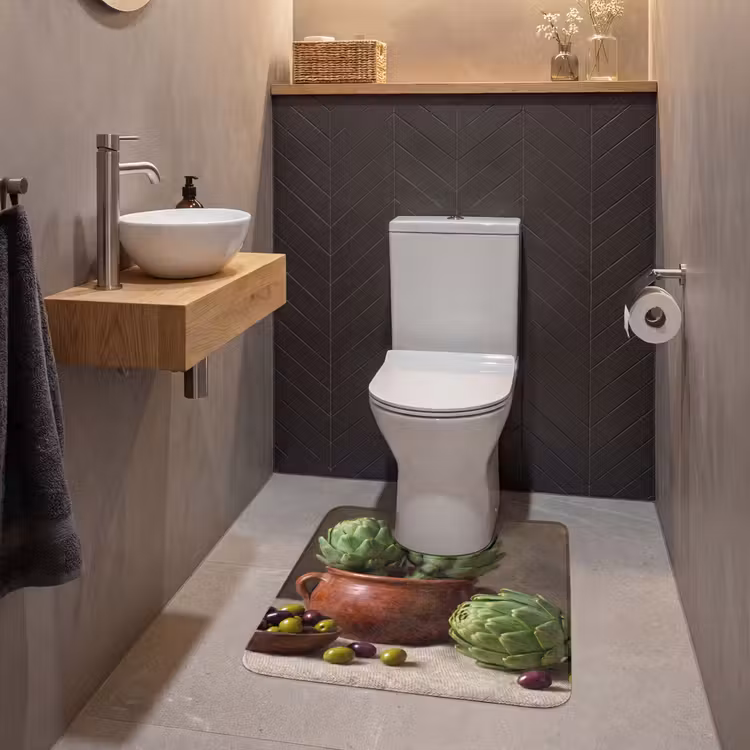 WC Mat - Artichokes - Olives - Food - Artisjokken - Olijven - Eten WCmat U-uitsnede middel