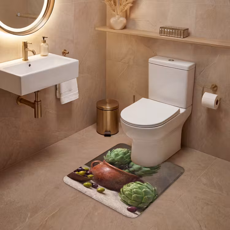 WC Mat - Artichokes - Olives - Food - Artisjokken - Olijven - Eten WCmat U-uitsnede middel