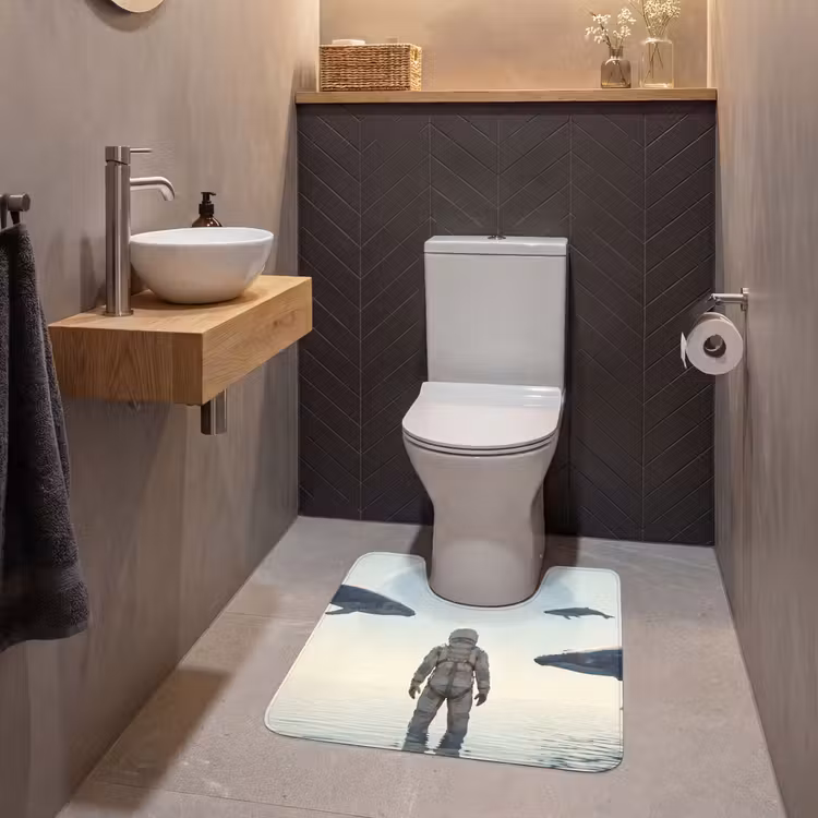 WC Mat - Astronaut - Whale - Fantasy - Ruimtevaarder - Walvis - Fantasie WCmat U-uitsnede middel