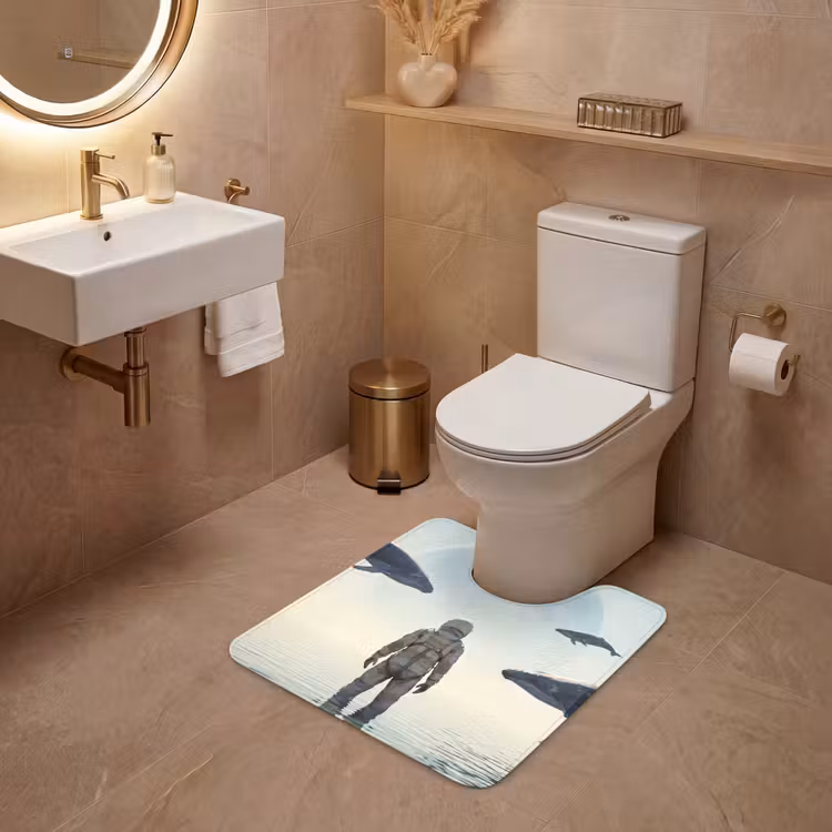 WC Mat - Astronaut - Whale - Fantasy - Ruimtevaarder - Walvis - Fantasie WCmat U-uitsnede middel