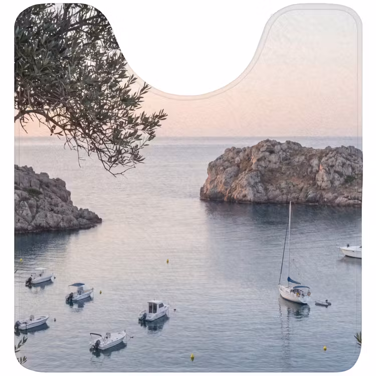WC Mat - Bay - boats - sunset - Baai - boten - zonsondergang WCmat U-uitsnede middel