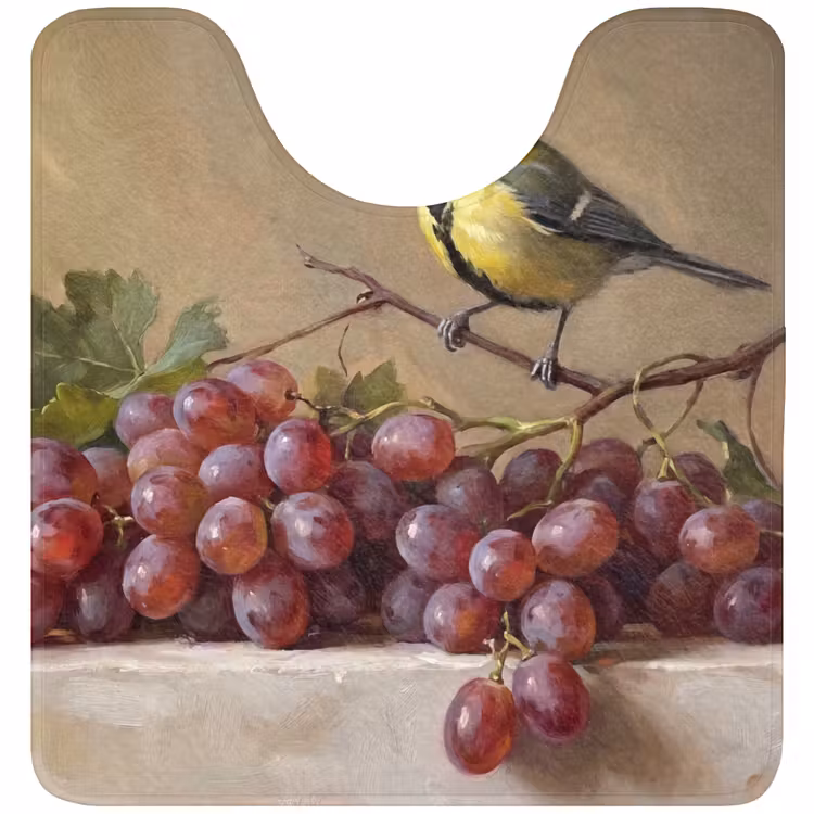 WC Mat - Bird - Grapes - Still Life - Vogel - Druiven - Stilleven WCmat U-uitsnede middel