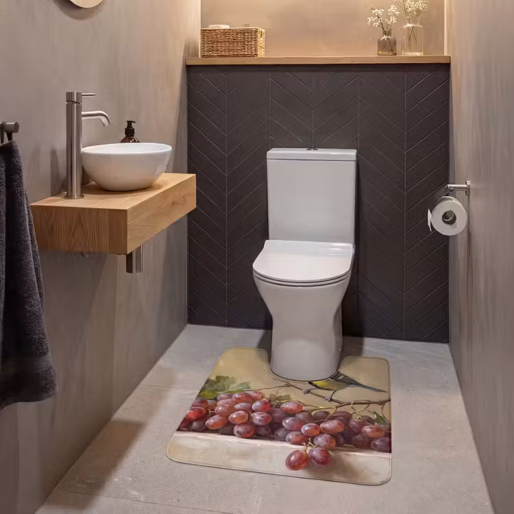WC Mat - Bird - Grapes - Still Life - Vogel - Druiven - Stilleven WCmat U-uitsnede middel