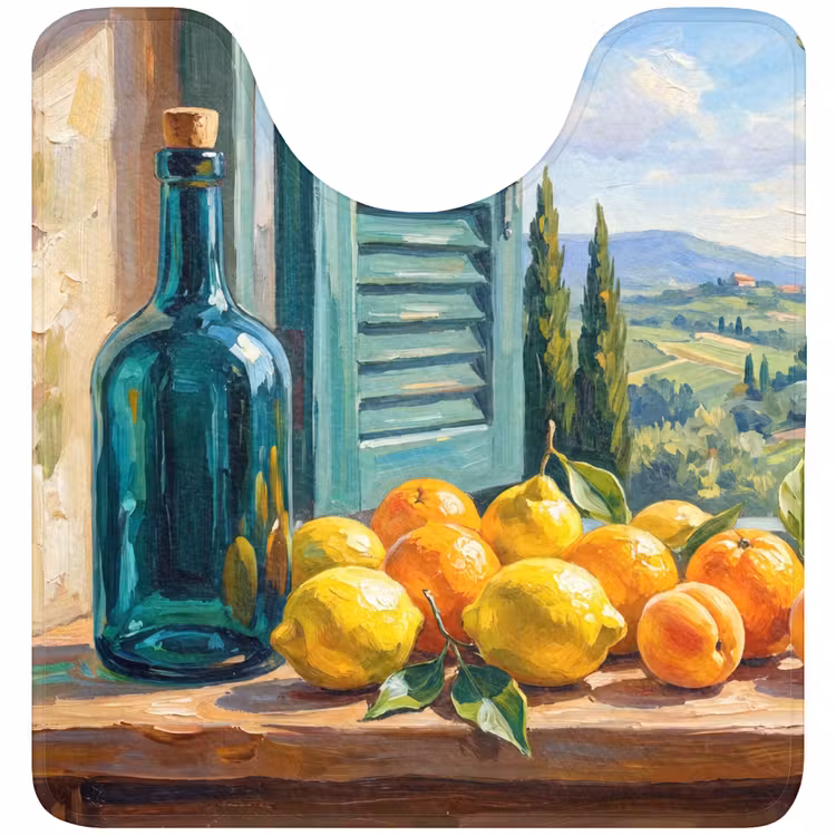 WC Mat - Bottle - Fruit - Still Life - Fles - Fruit - Stilleven WCmat U-uitsnede middel