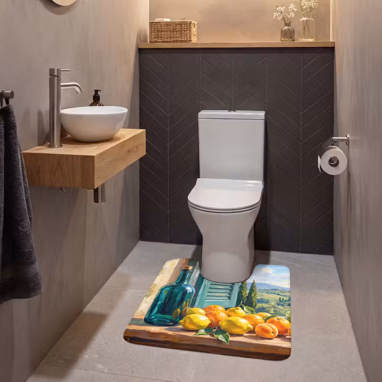 WC Mat - Bottle - Fruit - Still Life - Fles - Fruit - Stilleven WCmat U-uitsnede middel