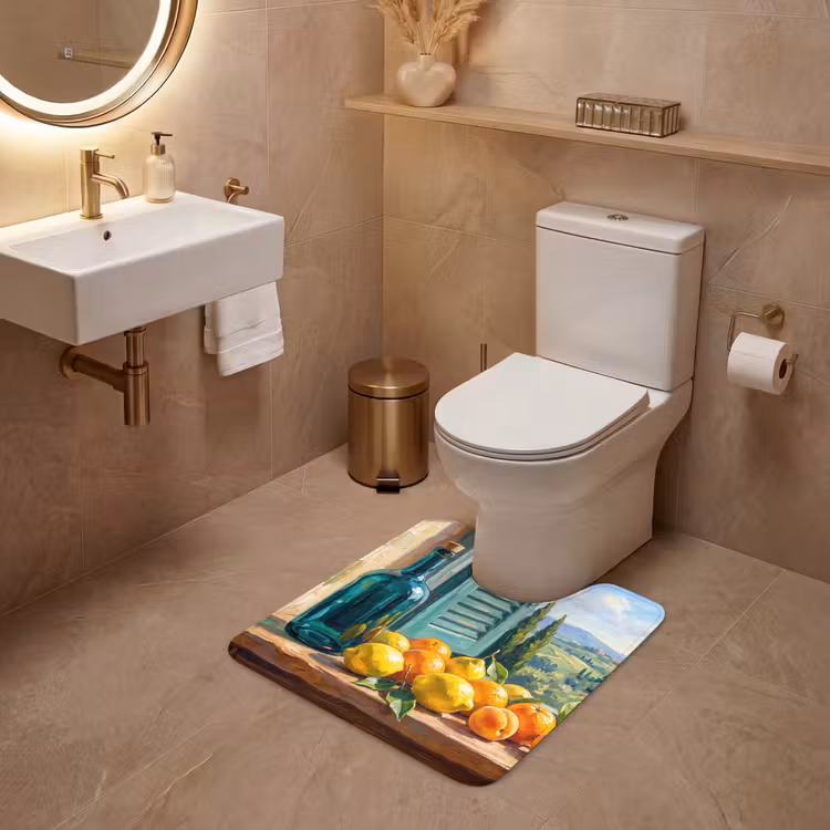 WC Mat - Bottle - Fruit - Still Life - Fles - Fruit - Stilleven WCmat U-uitsnede middel