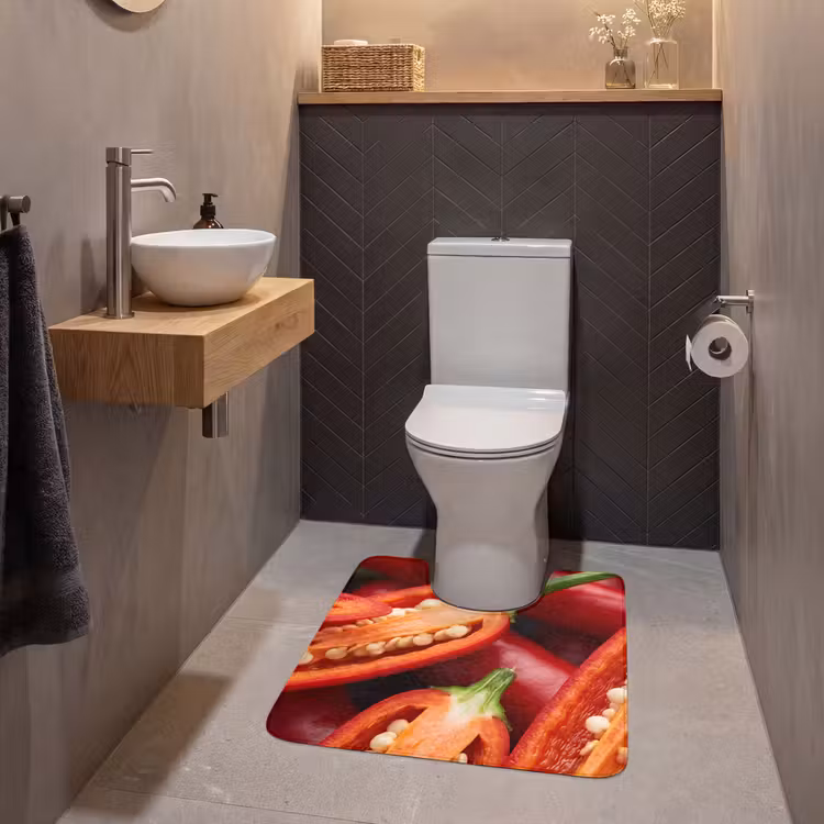 WC Mat - Chili Pepper - Open - Red - Chilipeper - Open - Rood WCmat U-uitsnede middel