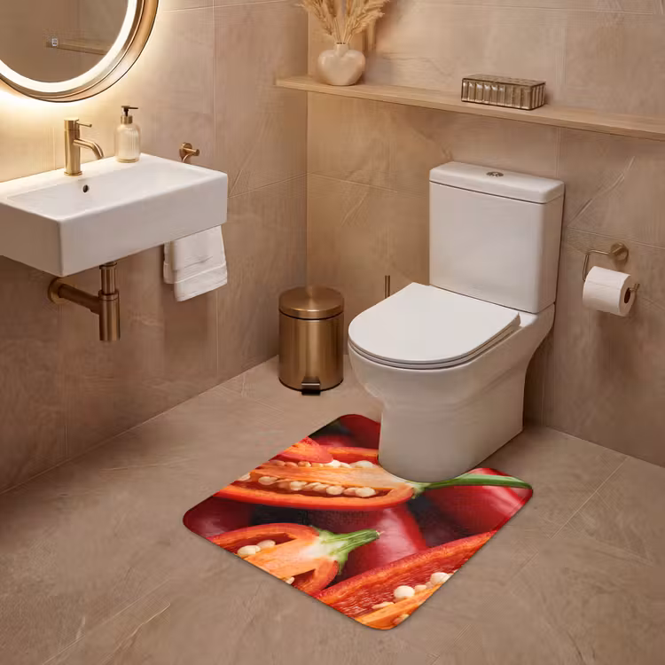 WC Mat - Chili Pepper - Open - Red - Chilipeper - Open - Rood WCmat U-uitsnede middel