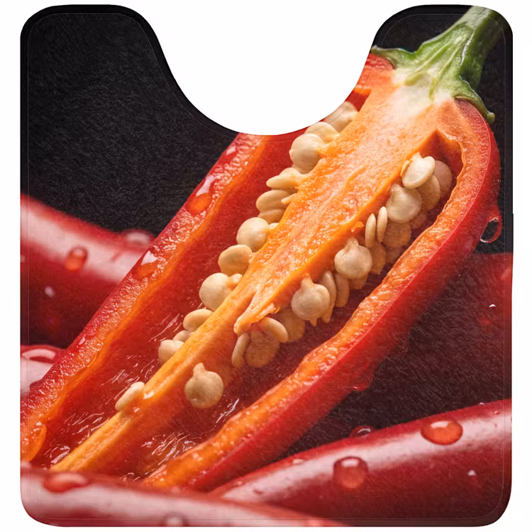WC Mat - Chili Pepper - Red - Food - Chilipeper - Rood - Eten WCmat U-uitsnede middel