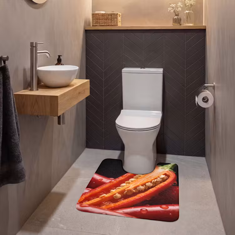 WC Mat - Chili Pepper - Red - Food - Chilipeper - Rood - Eten WCmat U-uitsnede middel